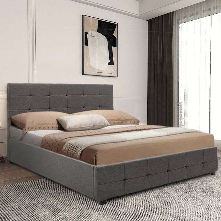 سرير رمادي غامق